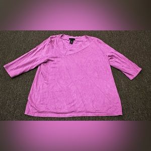 EUC Women’s Pink Lane Bryant Sz 18/20 blouse shirt sweater v neck 3/4 sleeve